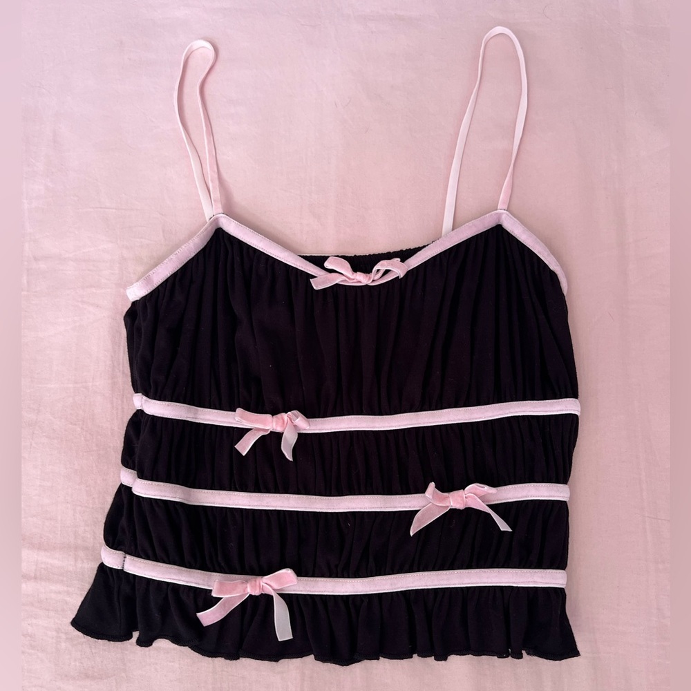 COPY - Kimchi Blue black and pink bow top